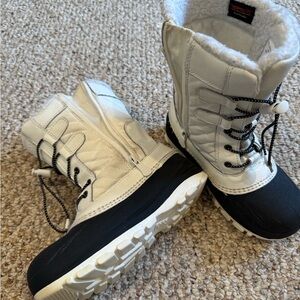 Target White Winter Boots with Black Accents